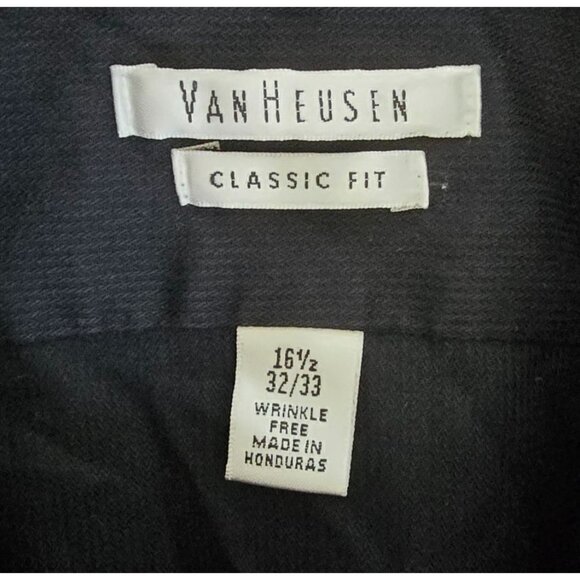 Van Heusen Classic Fit Black Brushed Cotton Long Sleeve Shirt XL Wrinkle-Free - Picture 3 of 4